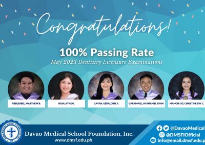 College of Dentistry 100% Passing Rate