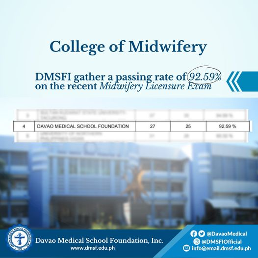 DMSFI Received 92.59% Passing Rate on the recent Midwifery Licensure Exam