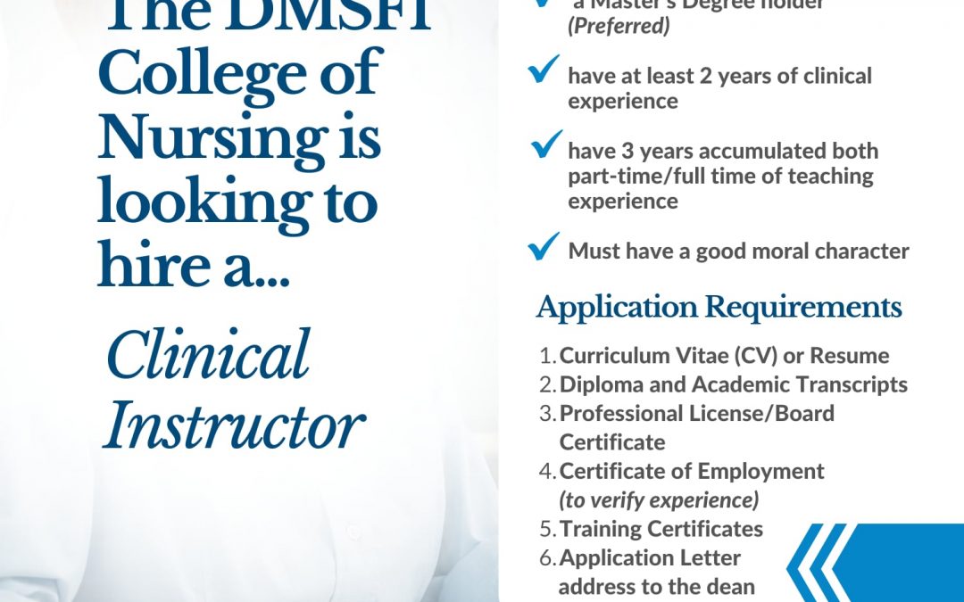 We’re Hiring! Clinical Instructor for the College of Nursing